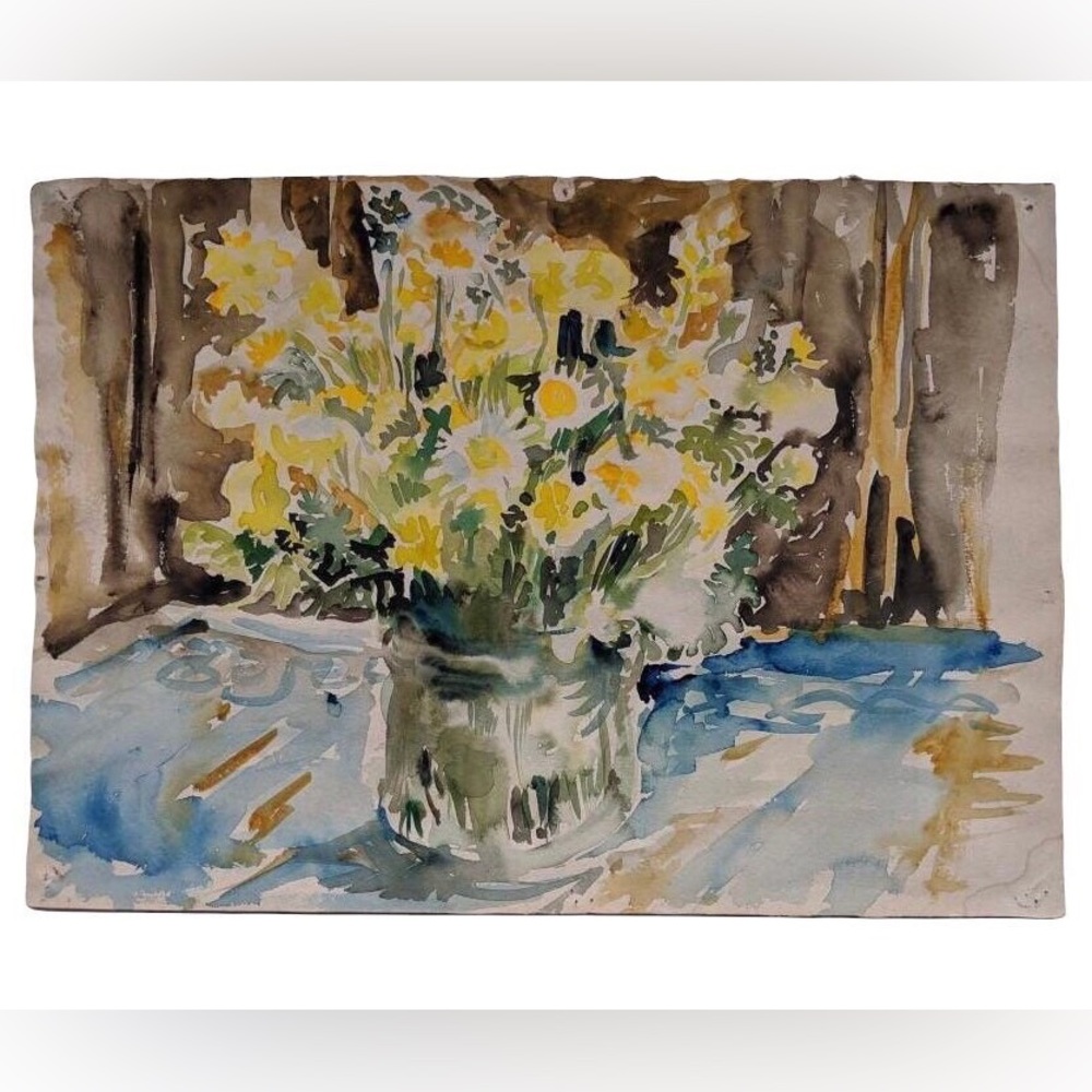 Vintage Floral Watercolour Painting of Wildflowers, 11x15” Unframed